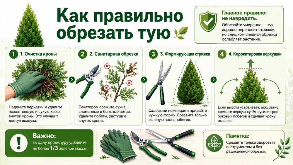 Обрезка туи: когда и как правильно стричь хвойные растения